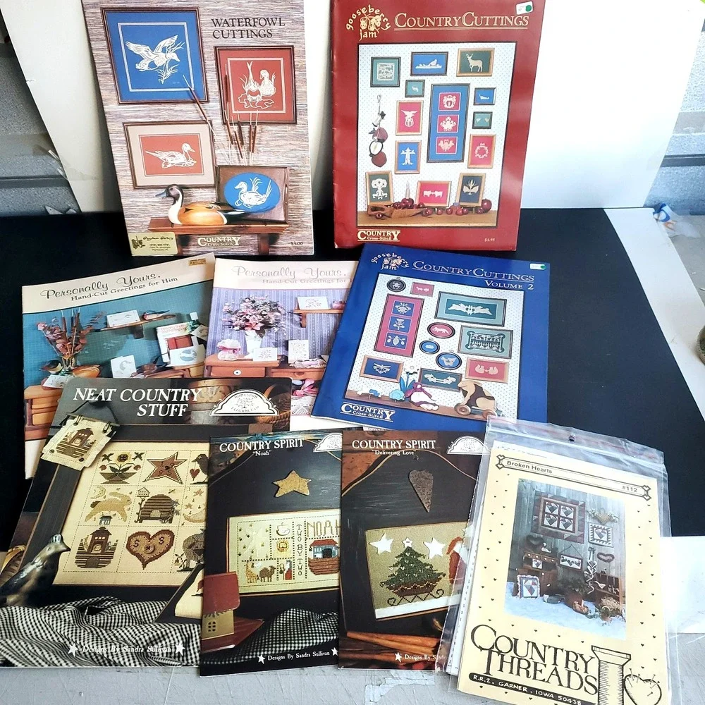 Lot Of 10 Vintage Country Cross Stitch Leaflets Multiple Brands Country Themed